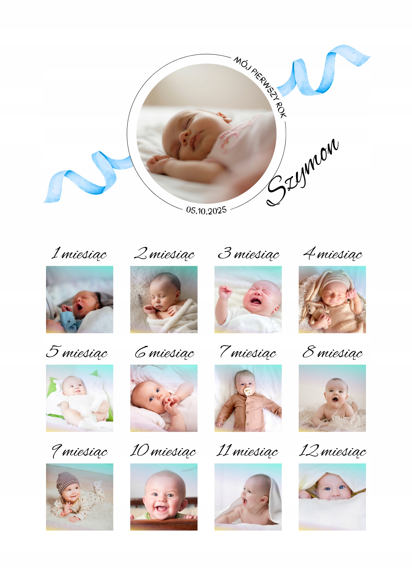 Prezent Na Roczek Dziecka Plakat Na 1 Urodziny Kalendarium Kolaż A3 4 d6e9e4064eb99cd5c7d35b27b9656e79