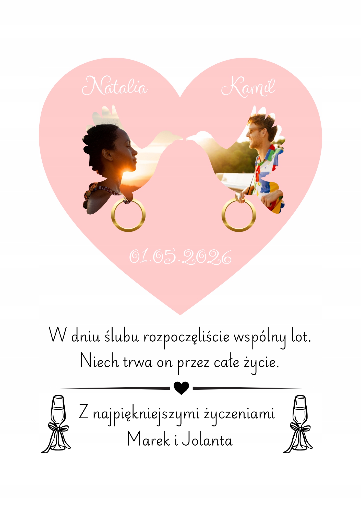 Prezent na Ślub Kolaż ze zdjęciami w Kształcie Gołębia Plakat A3 4 08d24ed3e8b1d6c028ab79b8ab665473
